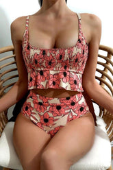 Ruffles Strappy Floral Print Swimwear